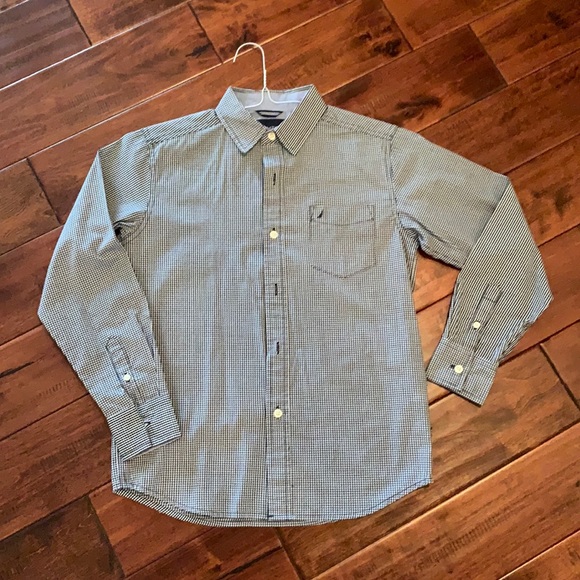Nautica Navy & White Gingham Shirt - Picture 1 of 6